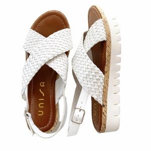 Platform Sandals White braided 9M